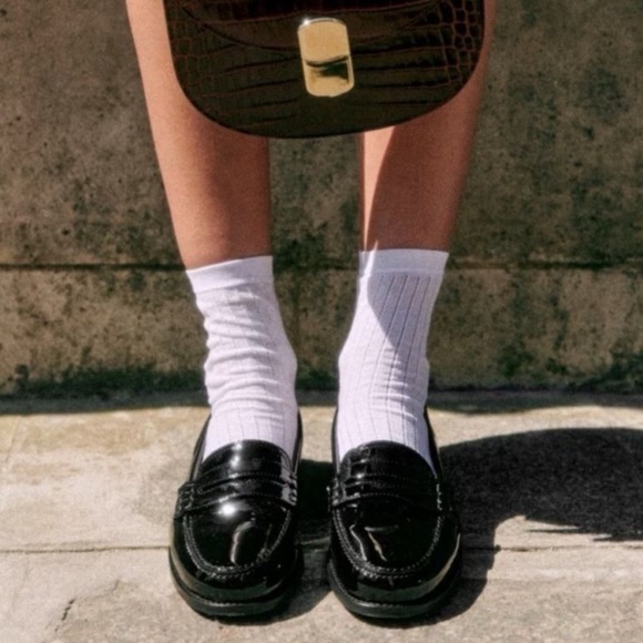 Sezane Andre Black Laminated Loafers NWOT - Picture 2 of 9